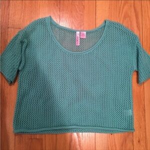 Teal Mesh Crop Top